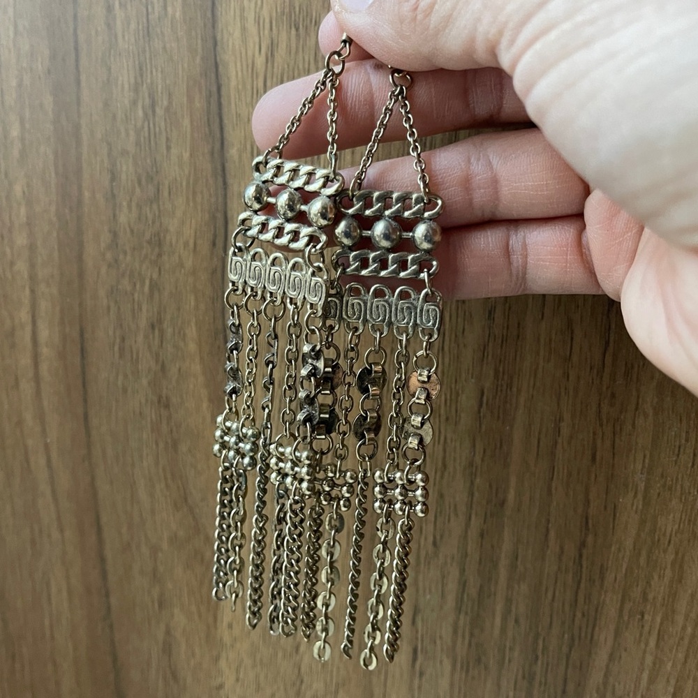 Gold Statement Dangle Earrings - image 2